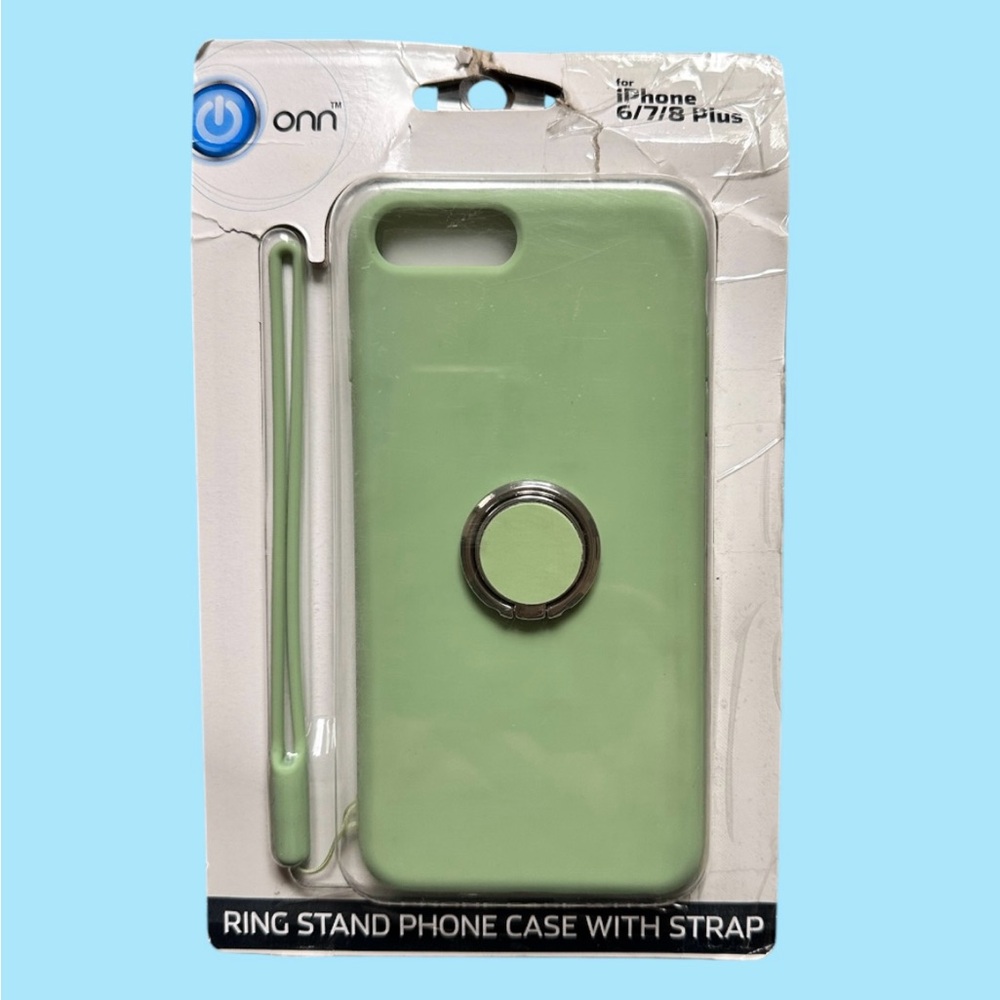 Onn Green iPhone 6/7/8 Plus Case with Ring Stand and Strap